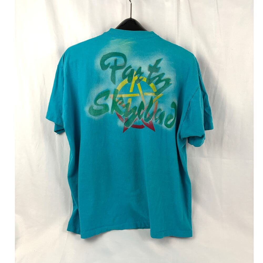 VTG Blue Party Skyclad Short Sleeve T-Shirt 1980s XXXL Custom Print